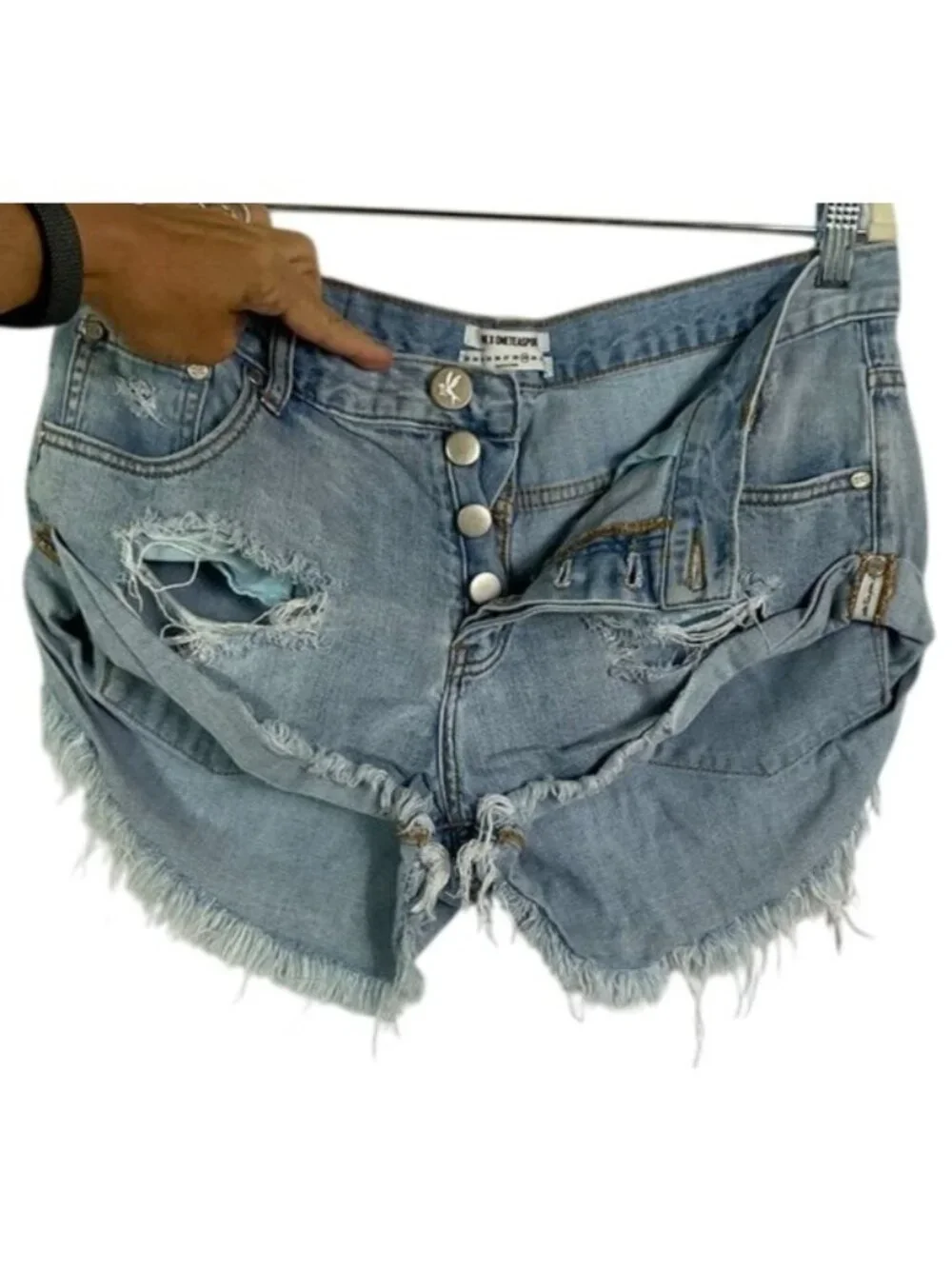 One Teaspoon Distressed Denim Shorts Size 29 Relaxed Fit Frayed Hem